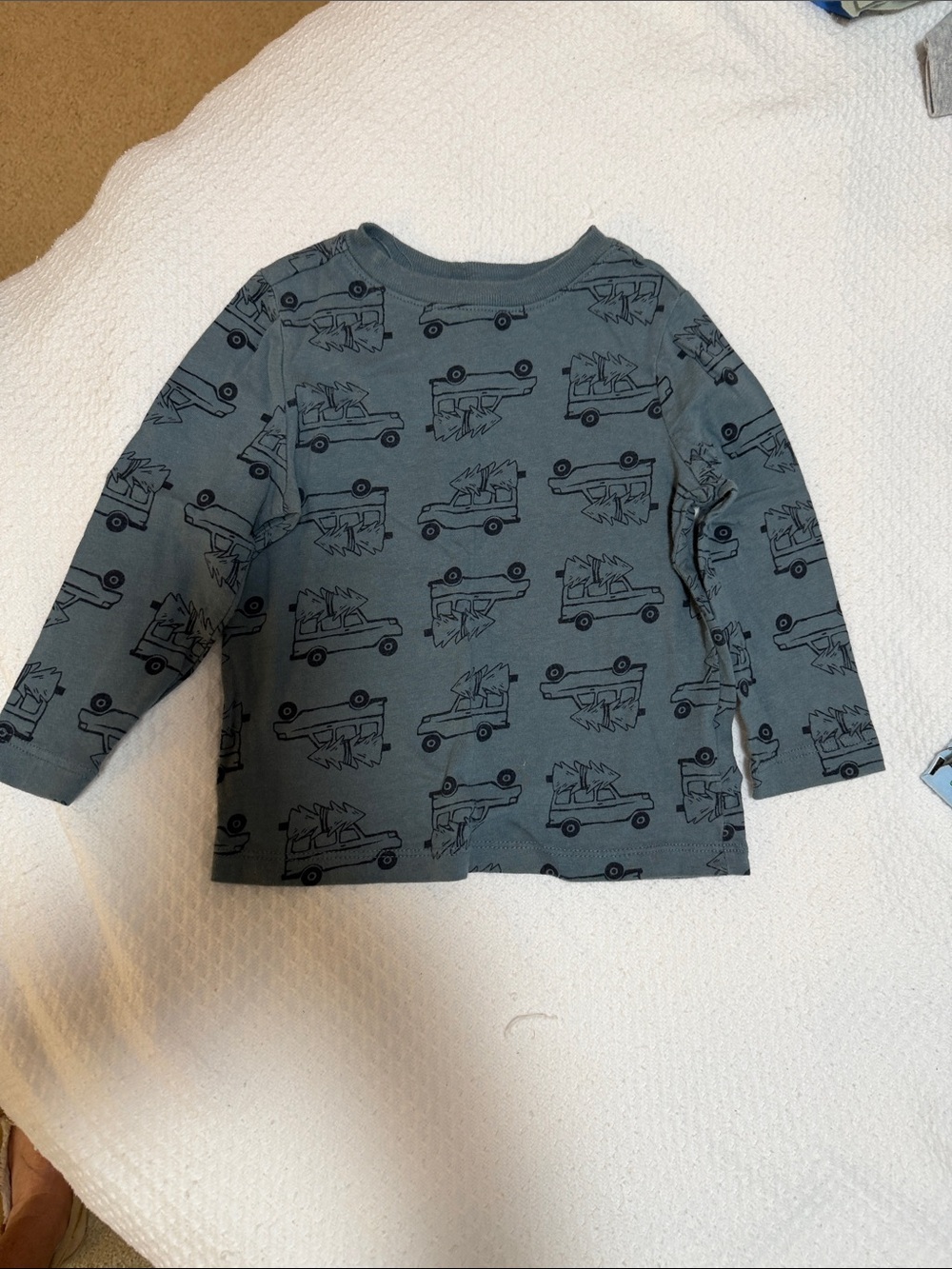 Old Navy Christmas Blue-Gray Long Sleeve Truck Print Tee